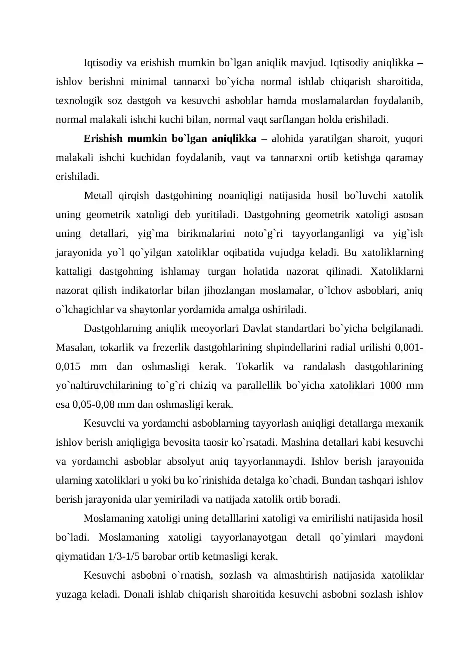 Yalpi Ishlab Chiqarish Korxonasi Sharoitlarida 'vilka' Detalini Tayyorlash Texnologiyasi Va Jihozlarining Aniqligi 2