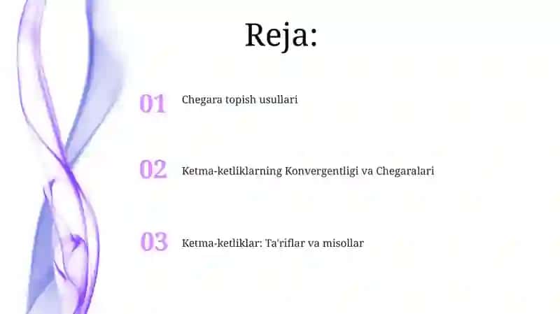 Ketma-ketliklar: Ta'riflar va misollar 2