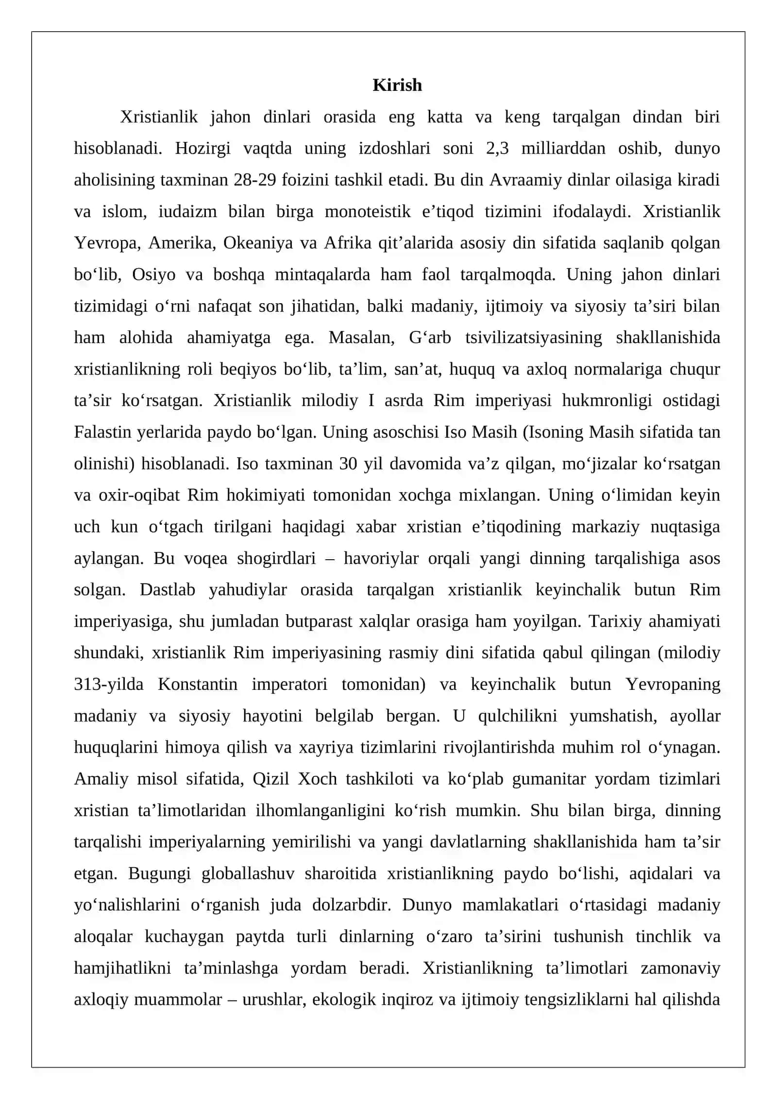 Xristianlikning paydo bo‘lishi, aqidalari, asosiy yo‘nalishlari, taʼlimotlari va manbalari 2