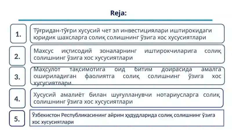 Солиқ Тўловчиларнинг Айрим Тоифаларига Солиқ Солишнинг Ўзига Хос Ҳусусиятлари 2