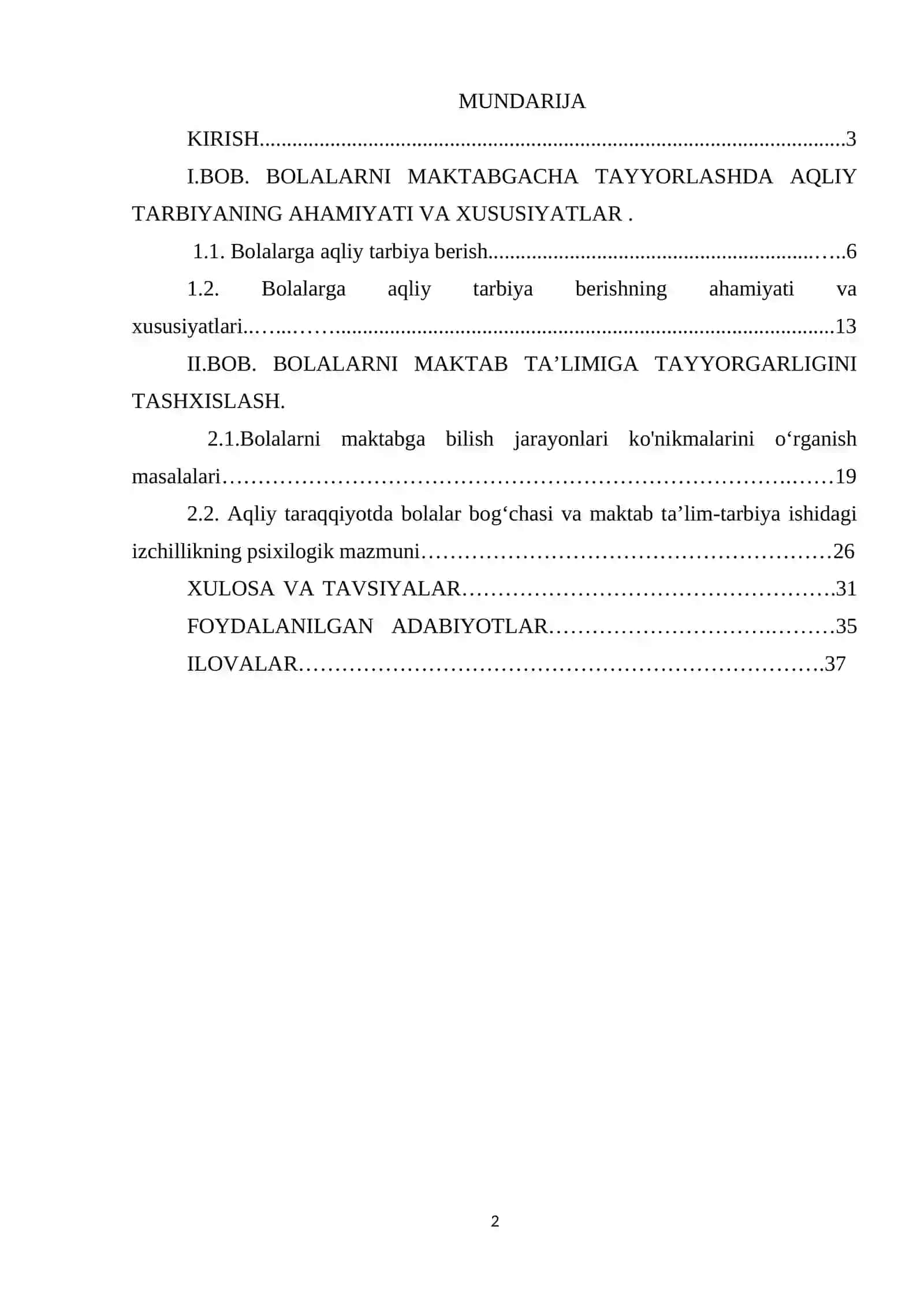 "BOLALARNI MAKTABGACHA TAYYORLASHDA AQLIY TARBIYANING AHAMIYATI" 2