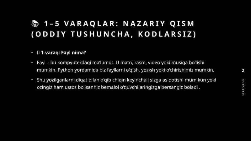 Fayllar bilan ishlash 2