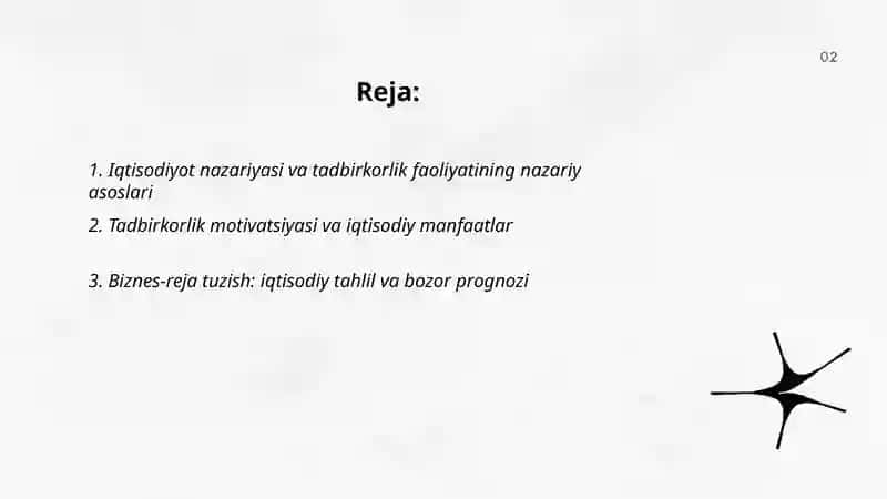 Iqtisodiyot nazariyasi va tadbirkorlik faoliyatining nazariy asoslari 2