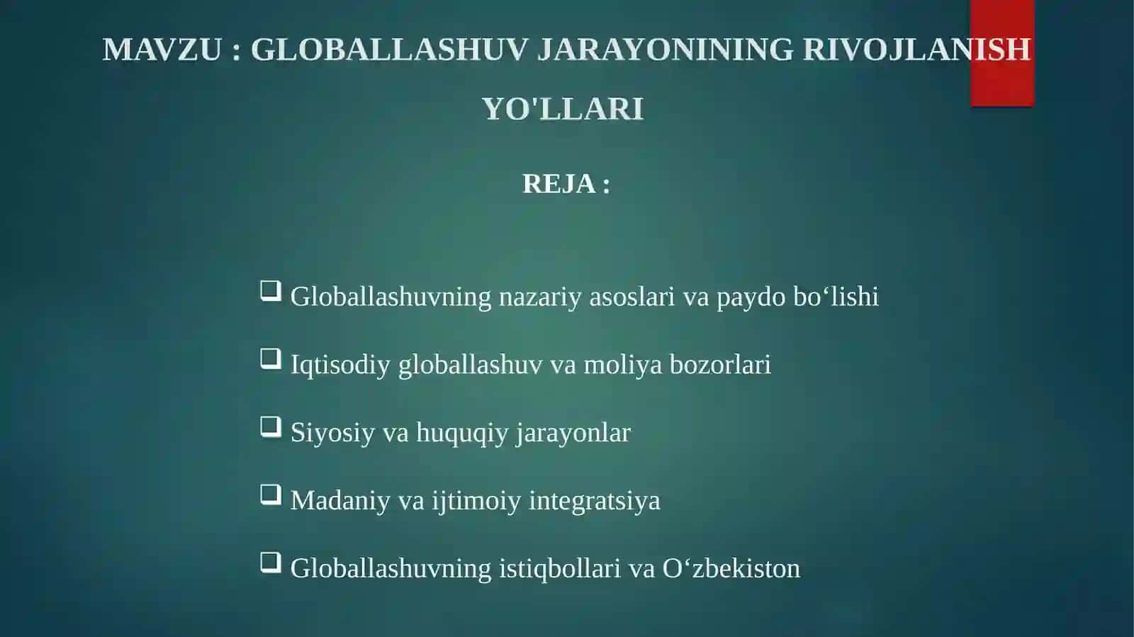 IQTISODIYOT 223-GURUH TALABASI ABDUSATTOROV SUNNATJONNING GLOBAL IQTISODIY RIVOJLANISH FANIDAN BAJARGAN MUSTAQIL ISHI 2