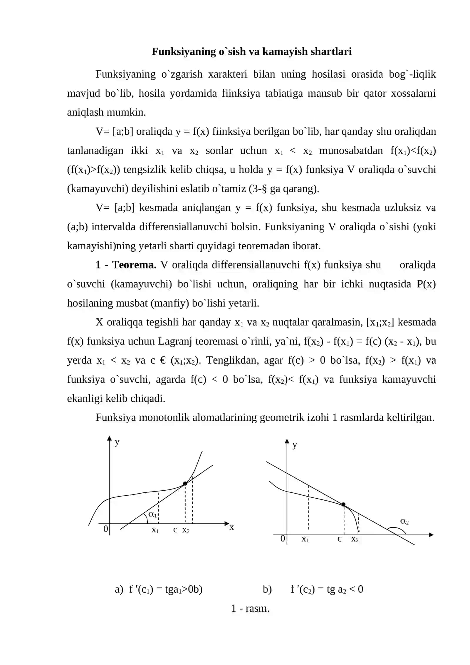 Funksiyani hosila yordamida to`la tekshirish va uning grafigini chizish 2