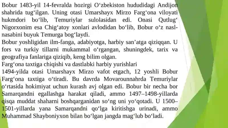 Zahiriddin muxammad bobur slayd namoishi 2