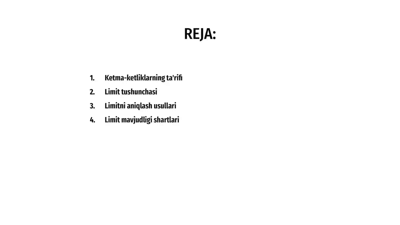 Ketma-ketliklarning ta'rifi va limiti 2