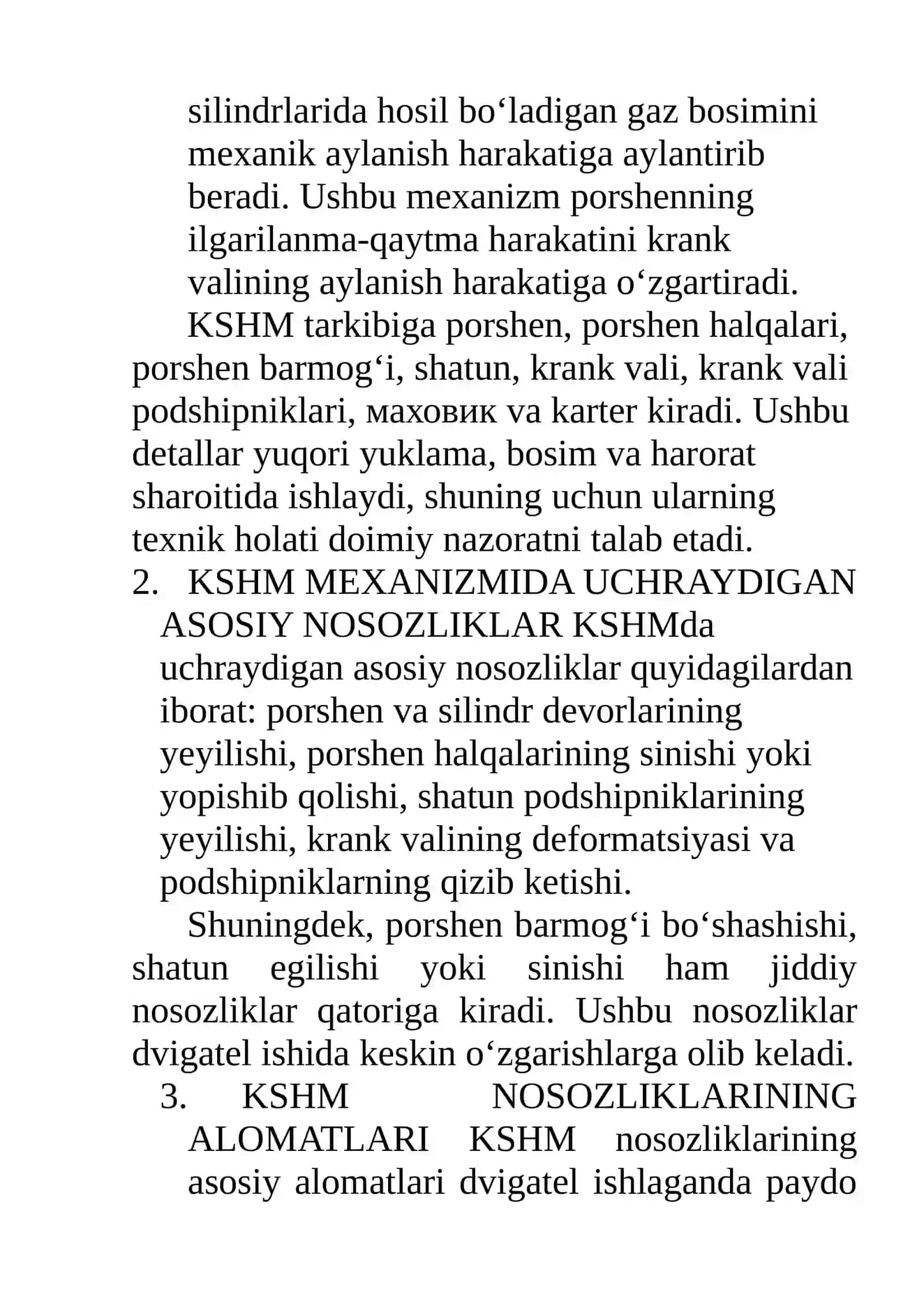 Dvigatelning KSHM Va GTM Mexanizmlari Nosozliklari, Ularning Alomatlari Va Kelib Chiqish Sabablari 2