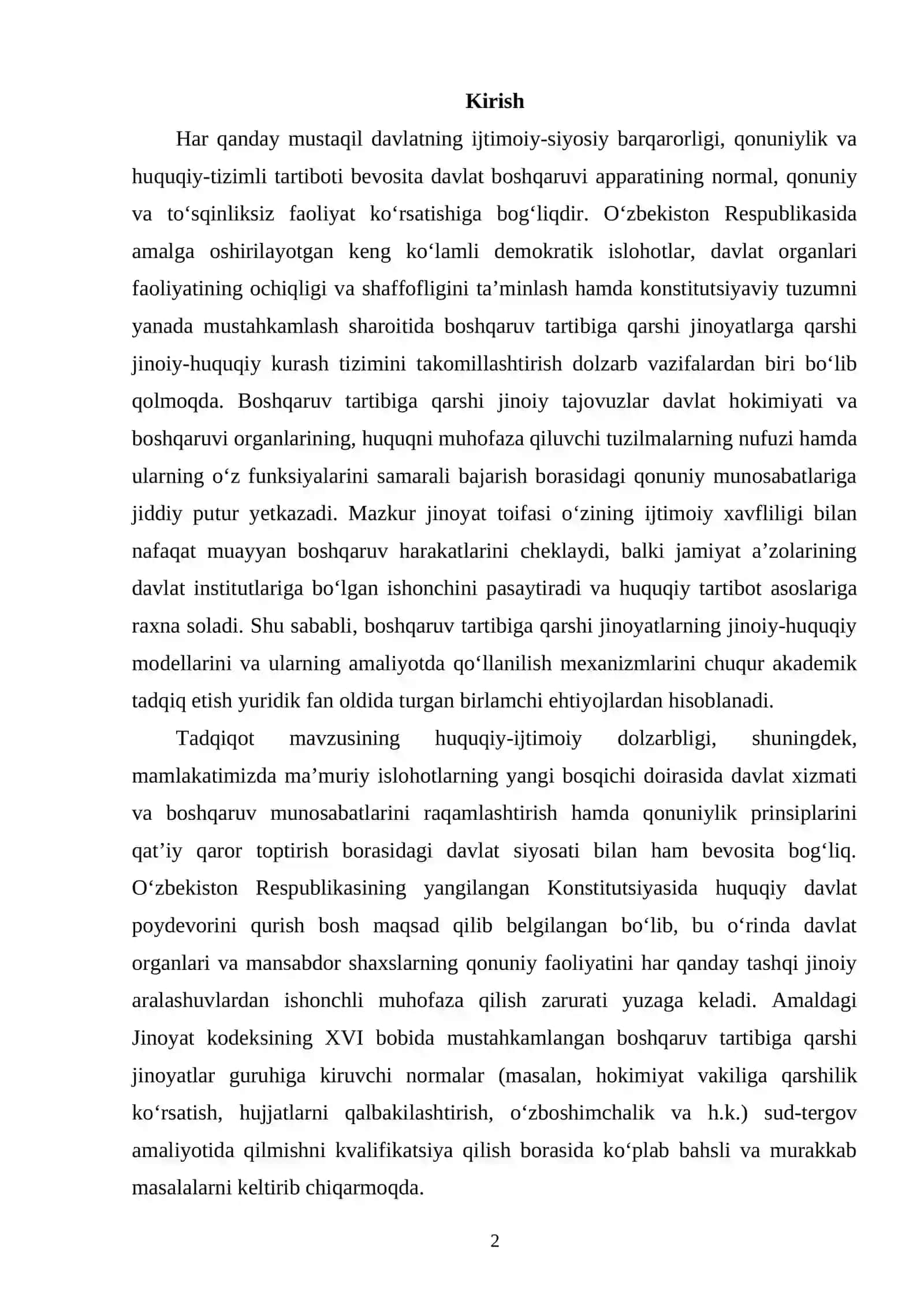 Boshqaruv Tartibiga Qarshi Jinoyatlar 2