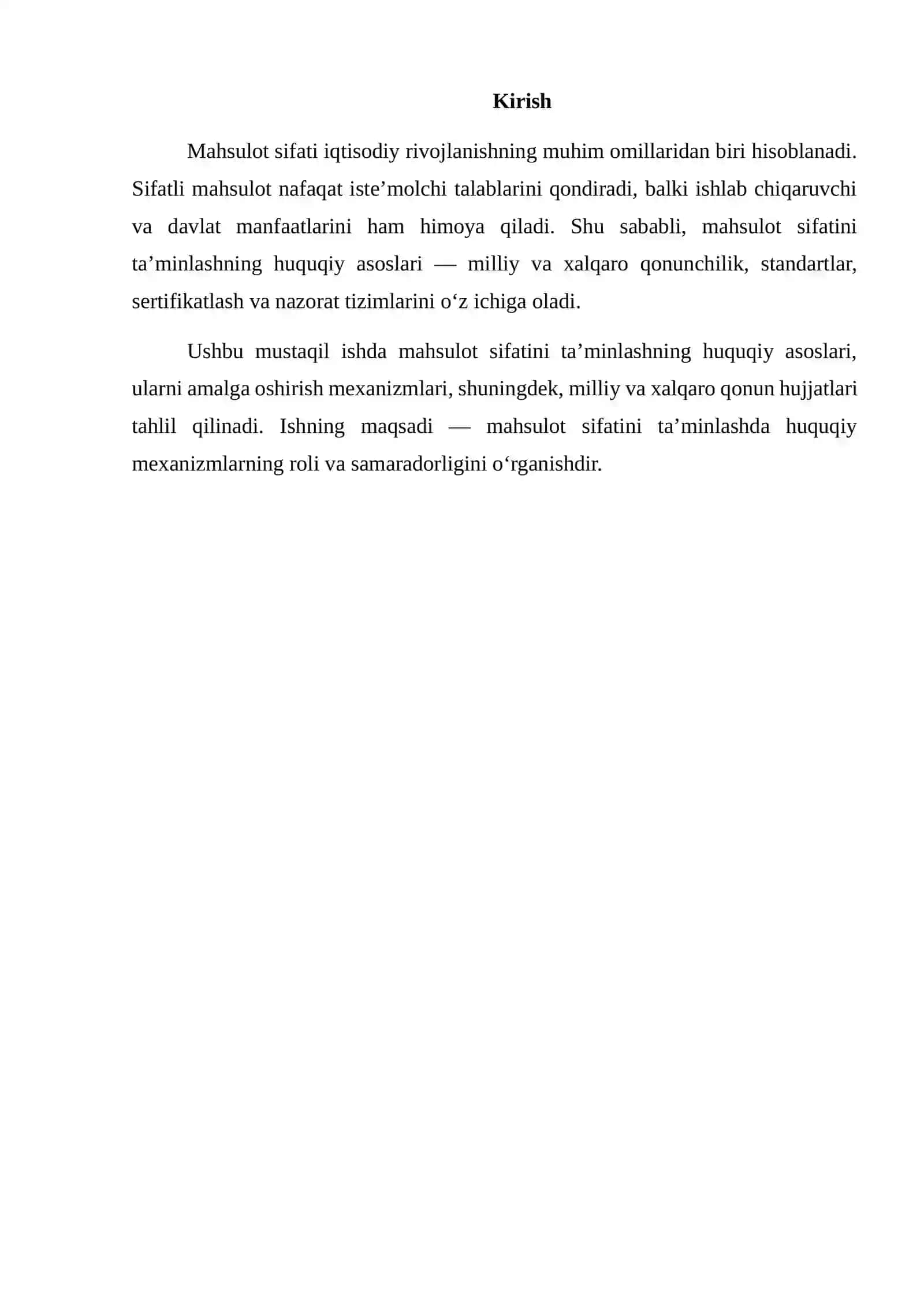 Mahsulot sifatini ta’minlashning huquqiy asoslari 2