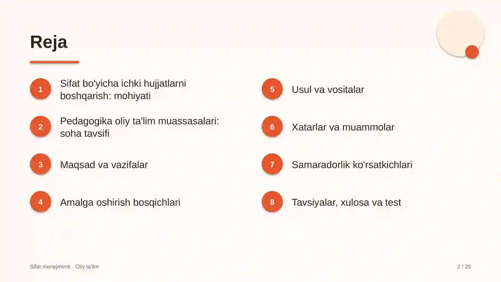 pedagogika oliy ta'lim muassasalarida sifat bo'yicha ichki me'yoriy hujjatlarni boshqarish 6787 2