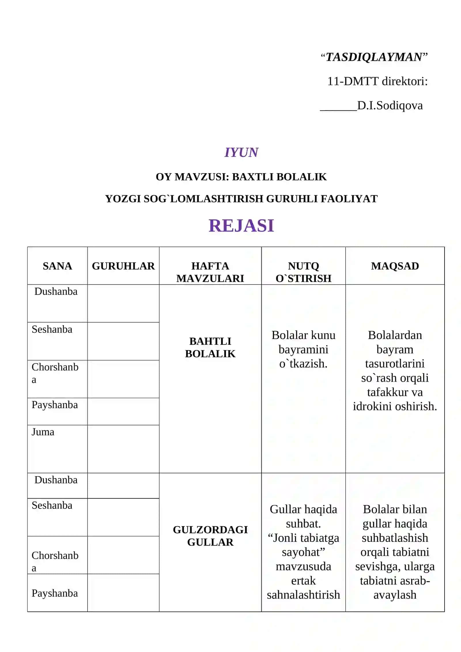 Yozgi sog’lomlashtirish mavsumi 2