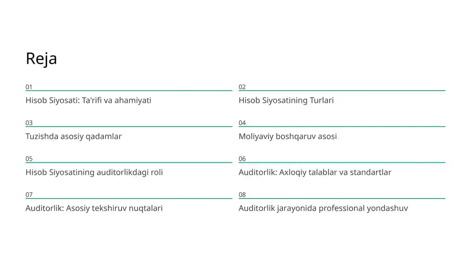 Korxona hisob siyosati tuzish va unga amal qilish auditi 2