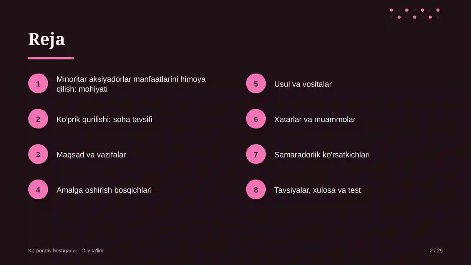 Ko'prik qurilishida minoritar aksiyadorlar manfaatlarini himoya qilish 2