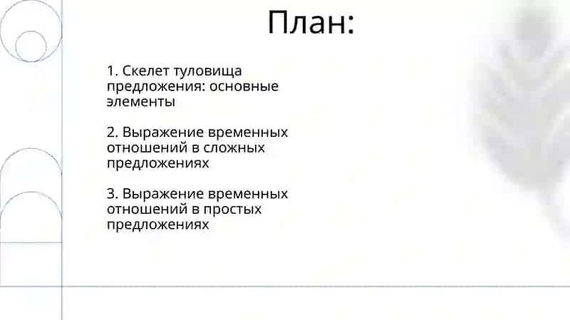 Скелет туловища выражение временных отношений в простом и сложном предложении 2