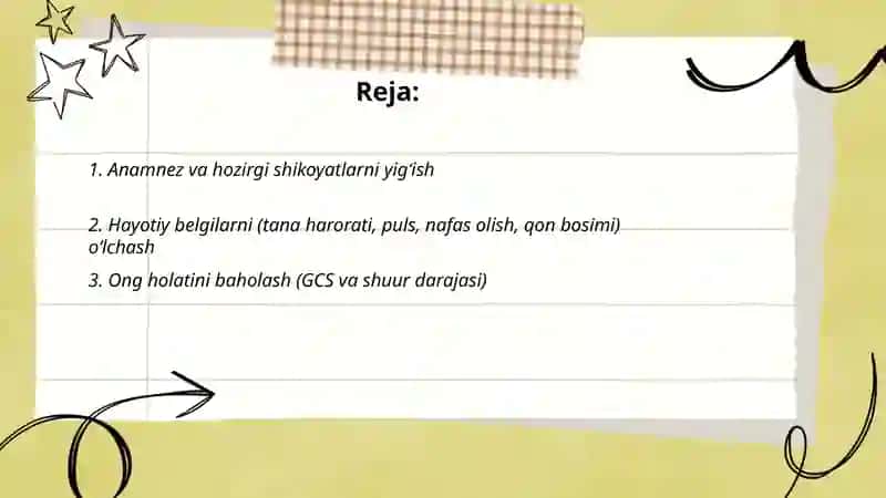 Bemorning holatiga baho berish 2