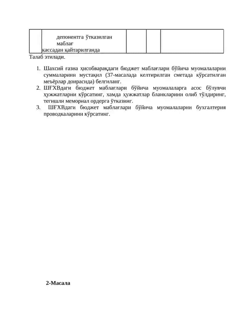 Бюджет ташкилотларида молиявий активлар ҳисоби 2