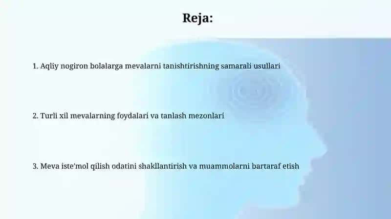 Aqli zaif bolalarga mevalarni tanitish 2