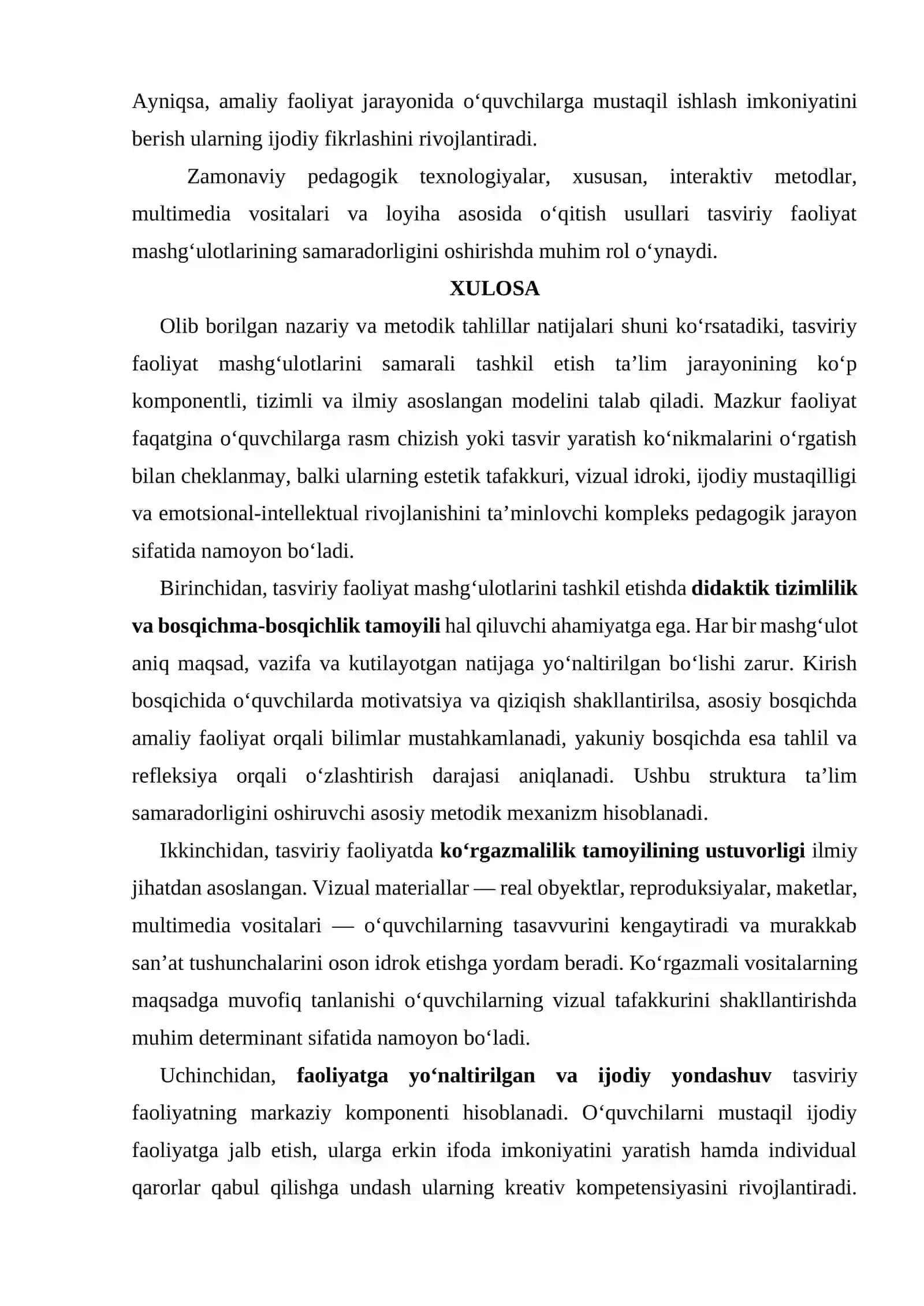 TASVIRIY FAOLIYATGA O‘RGATISH METODIKASI FANIDAN: TASVIRIY FAOLIYAT MASHG‘ULOTLARINI TASHKIL QILISH 2