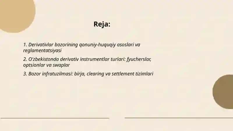 O'zbekistonda derivativlar bozorining joriy holati va istiqbollari 2