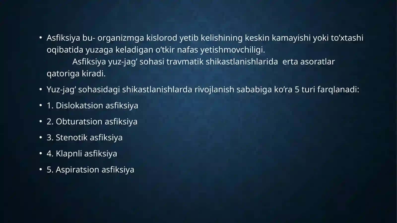 Asfiksiyaturlari,sabablarivabirinchiyordamko’rsatish 2