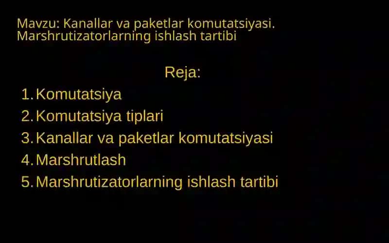 Muhammad Al-Xorazmiynomidagi TATU Kompyuter tarmoqlari fanidan 2