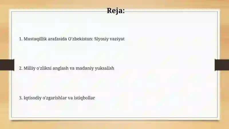 Milliy o'zlikni anglash va madaniy yuksalish 2