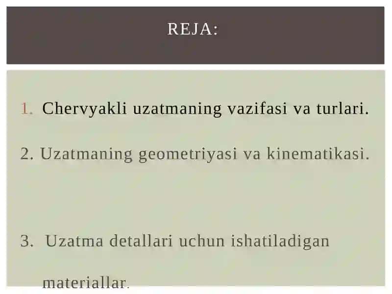 Chervyakli Uzatmaning Kinematikasi va Geometriyasi 2
