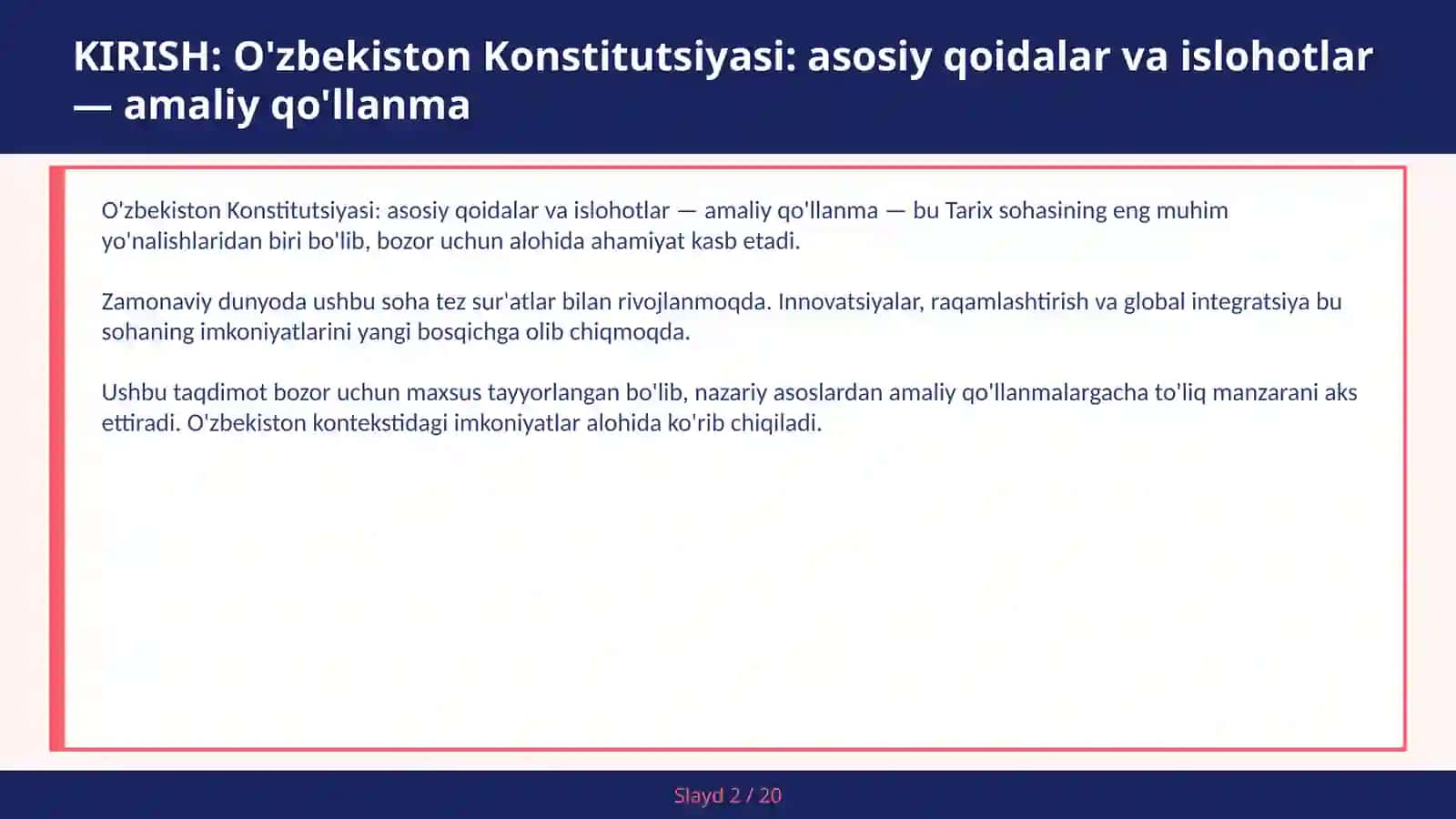 O'zbekiston Konstitutsiyasi: Asosiy Qoidalar va Islohotlar - Amaliy Qo'llanma 2