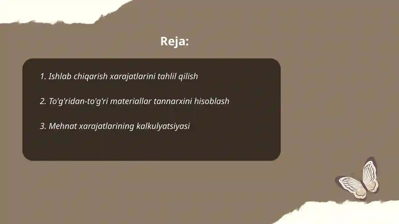 Ishlab chiqarilgan mahsulotlarning tannarxini kalkulyatsiya qilish va lining hisobi 2