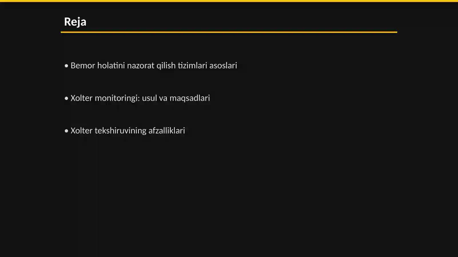 Bemorlarning holatini avtomatik nazorat qilish sistemalari bilan tanishish. Xolter tekshiruvi 2