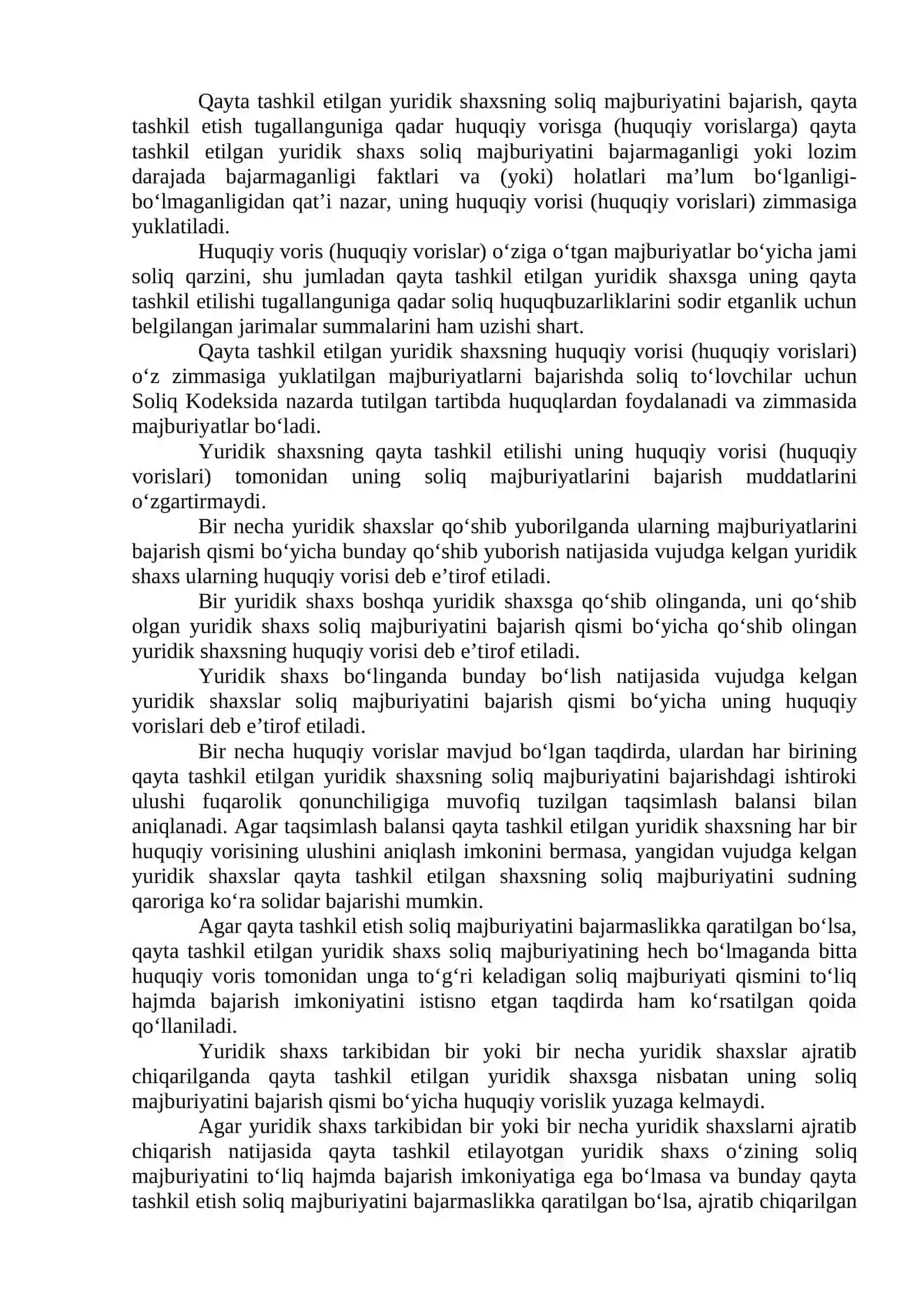 YURIDIK SHAXS TUGATILGANDA VA QAYTA TASHKIL ETILGANDA SOLIQ MAJBURIYATINI BAJARISH 2