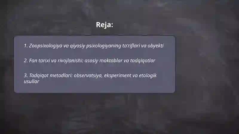 Zoopsixologiya va qiyosiypsixologiya kirish 2