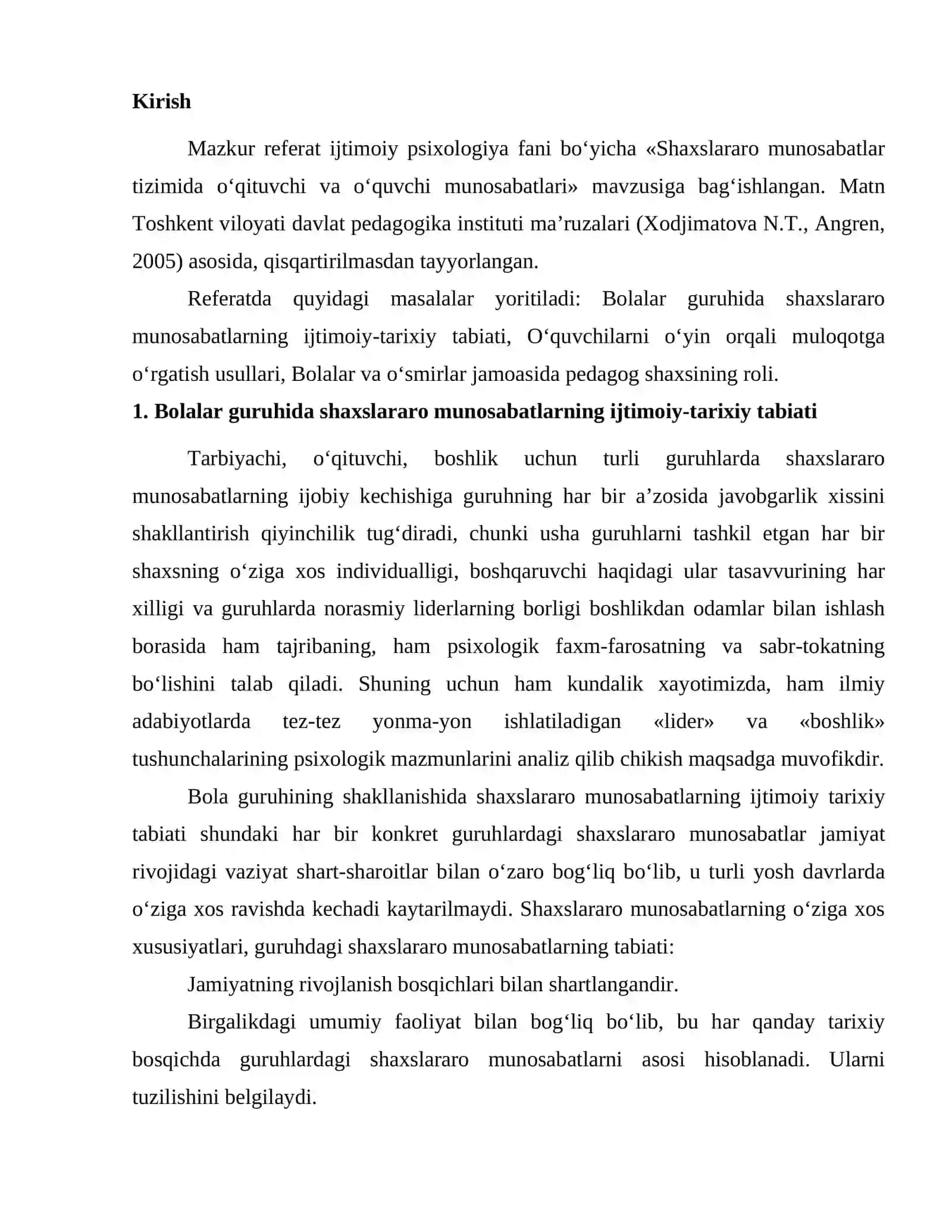 Shaxslararo munosabatlar tizimida oʻqituvchi va oʻquvchi munosabatlari 2