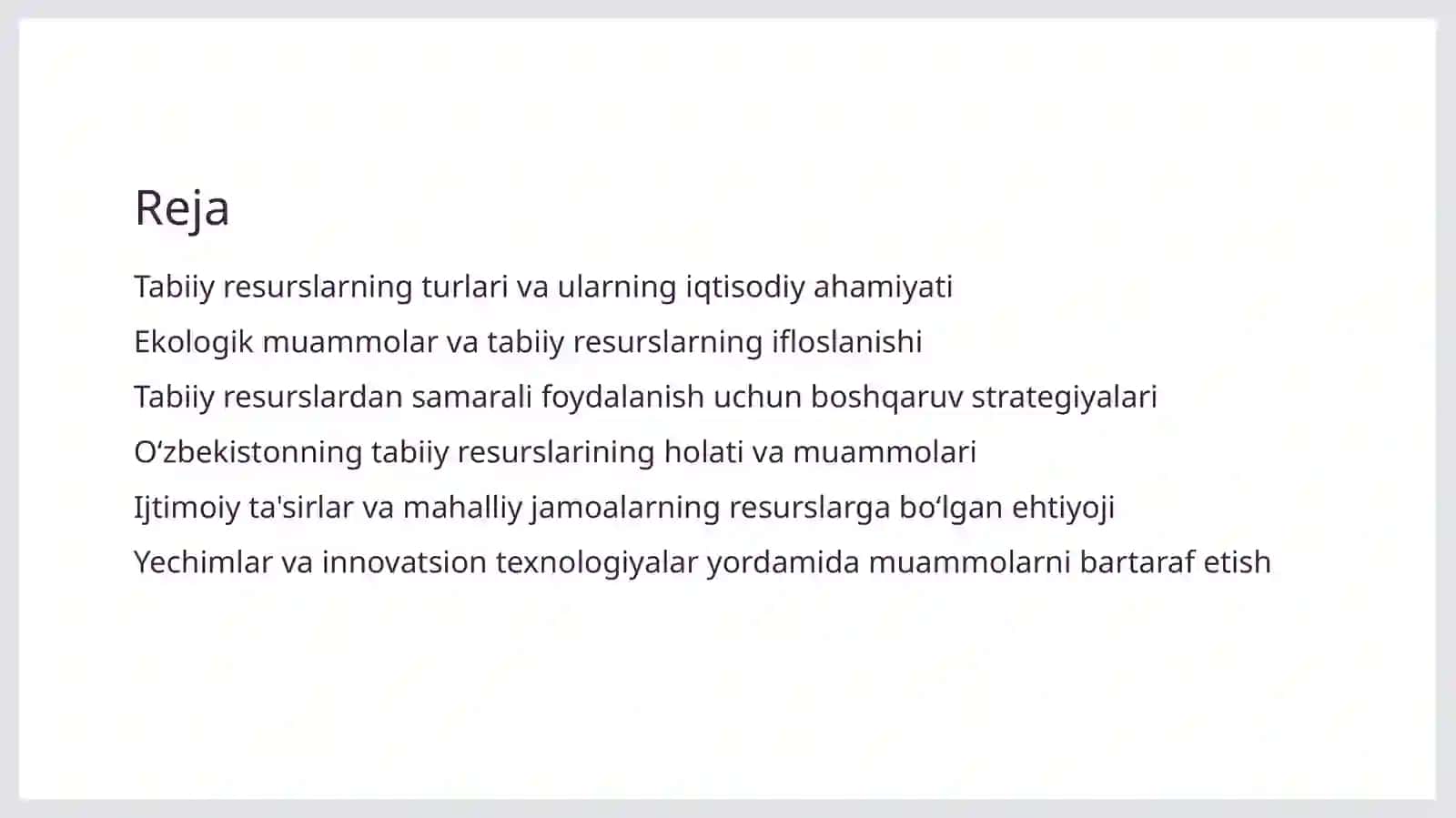 Tabiiy Resurslardan Foydalanish Muammolari 2