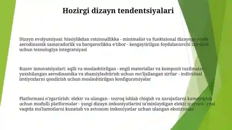 Avtomobillarning Kuzovi, Kabina Va Platformasini Ko'Rinishini Rivojlanish Istiqbollari 2