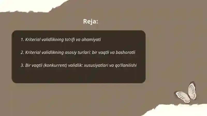 Kriterial validlik va uning turlari 2