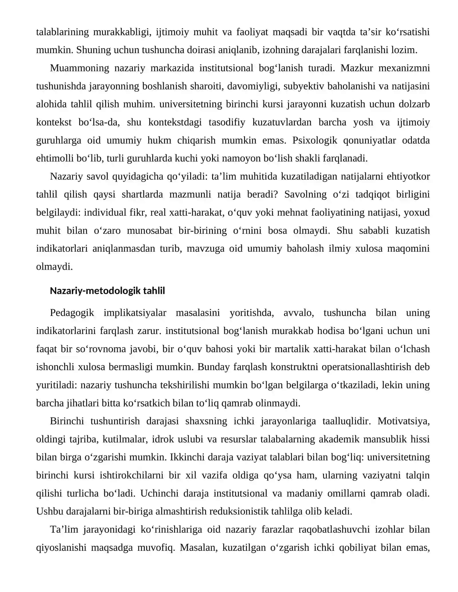 TALABALARNING AKADEMIK MANSUBLIK HISSI — TA’LIM JARAYONIDAGI KO‘RINISHLARI 2