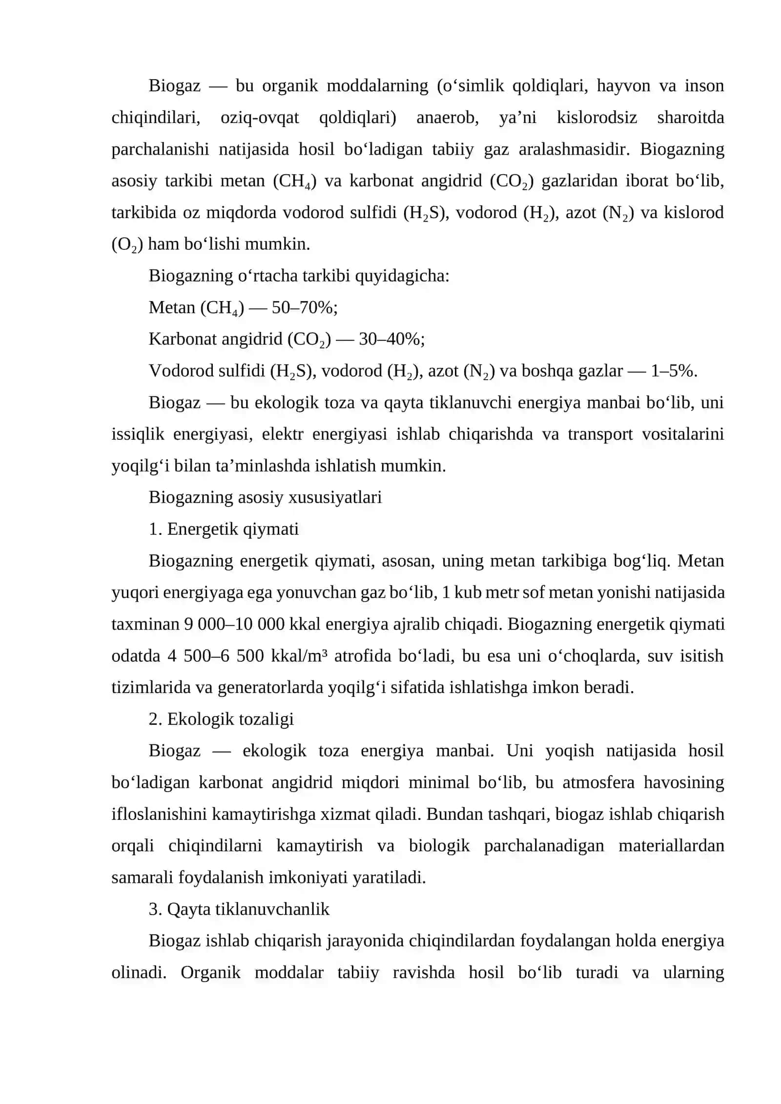 [BIOGAZ OLISH QURILMALARI] 2