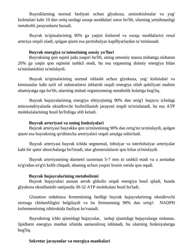 Buyrak energiya bilan taʼminlanishining asosiy yoʻllari 2