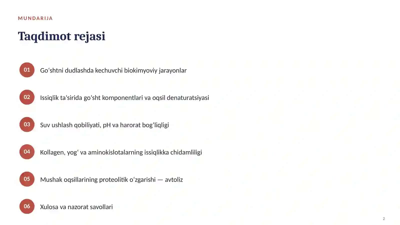 Go‘sht oqsillarining biokimyoviy o‘zgarishlari 2
