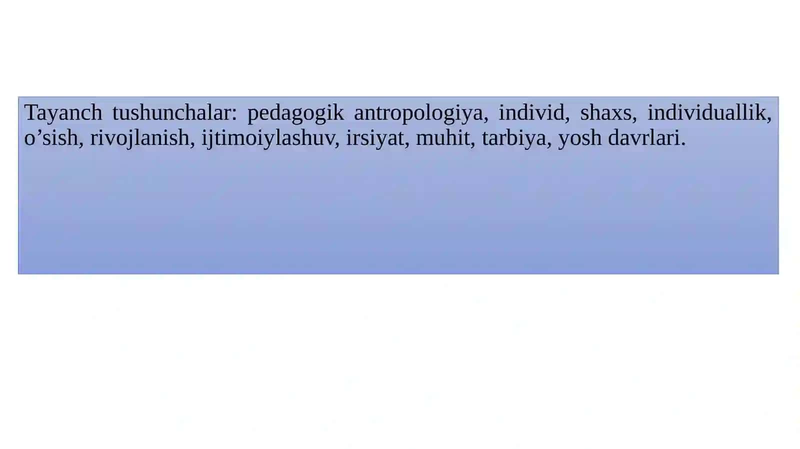 Shaxs Tarbiyasi va Rivojlanishi 2