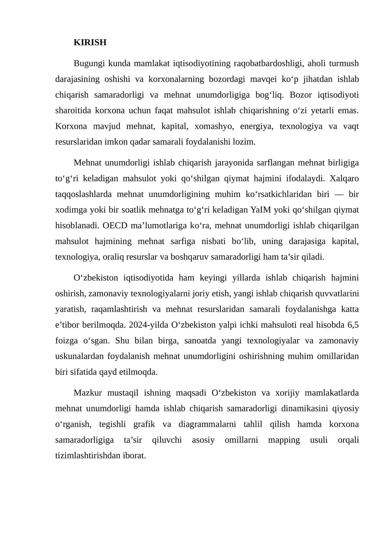 Mavzu: Korxona samaradorligiga ta'sir qiluvchi omillarni Mapping usulida ifodalash 2