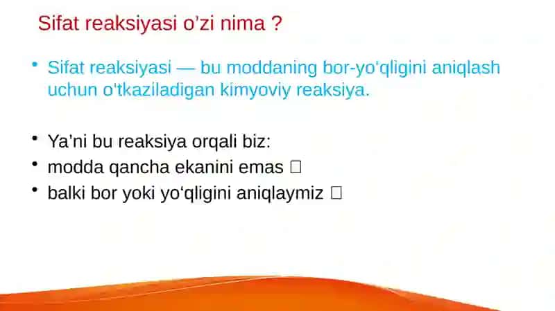 Xlorid kislata, galogenidlar va yod uchun sifat reaksiyasi 2