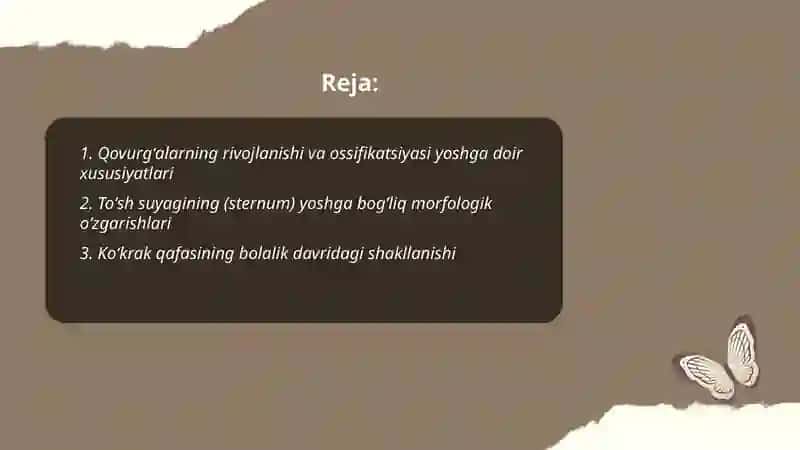Qovurgʻalar toʻsh suyagi va koʻkrak qafasi ularning yoshga doing xususiyatlari 2