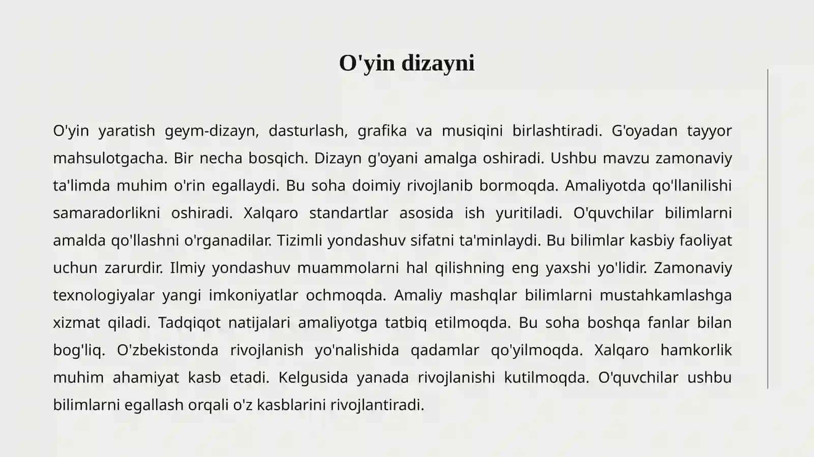 O'yin dizayni 2