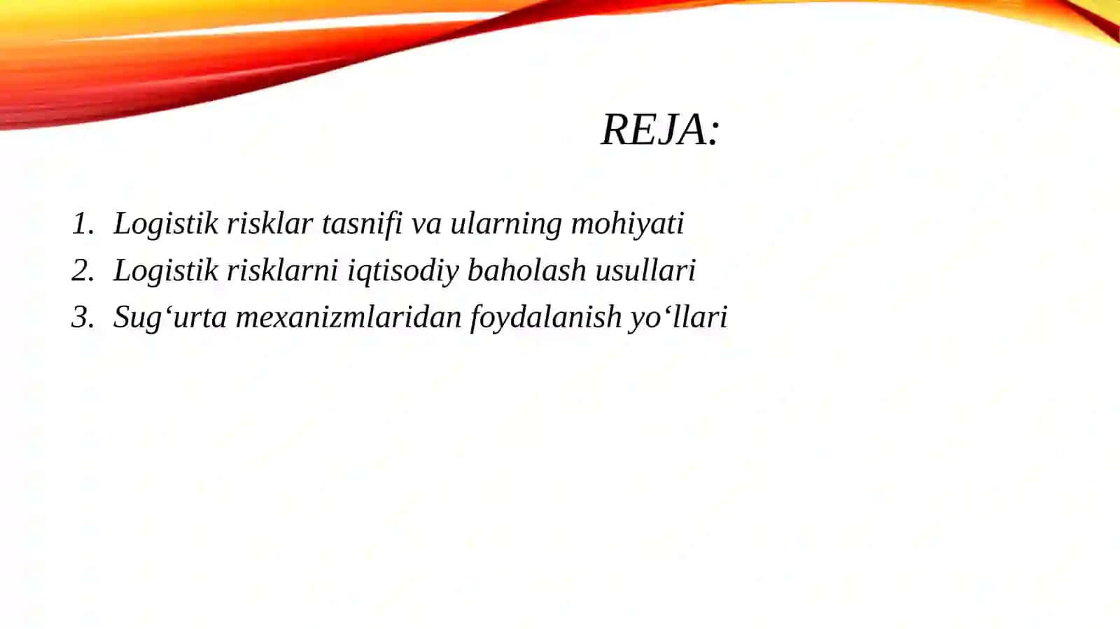 Logistik risklarni iqtisodiy baholash va sug'urta mexanizmlaridan foydalanish 2