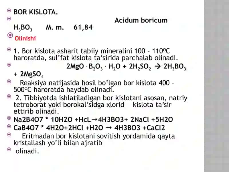 Tarkibida bor saqlagan dori moddalar tahlili 2