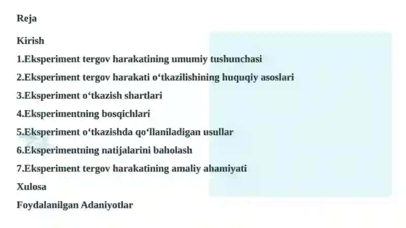 Tergoveksprimenti o’tkazish asoslari va tartibi 2