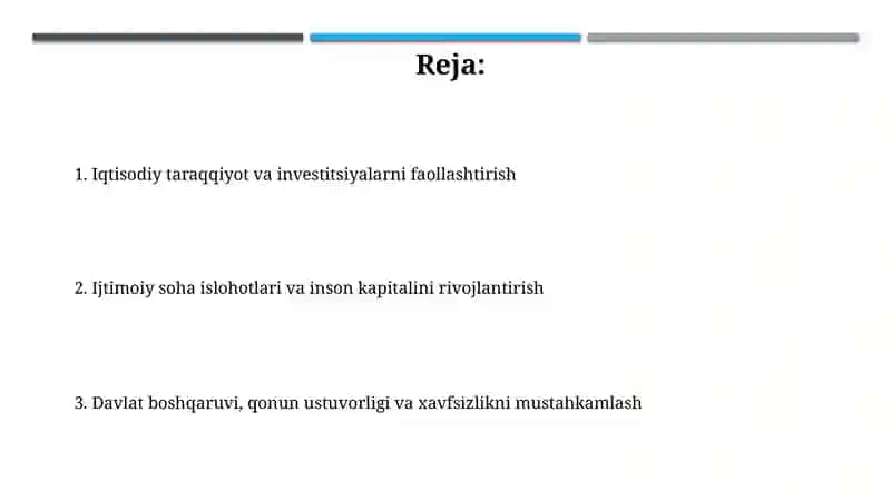 2017-2021-yillarda O'zbekiston rivojlantirishning beshta ustuvor yo `nalishlari 2